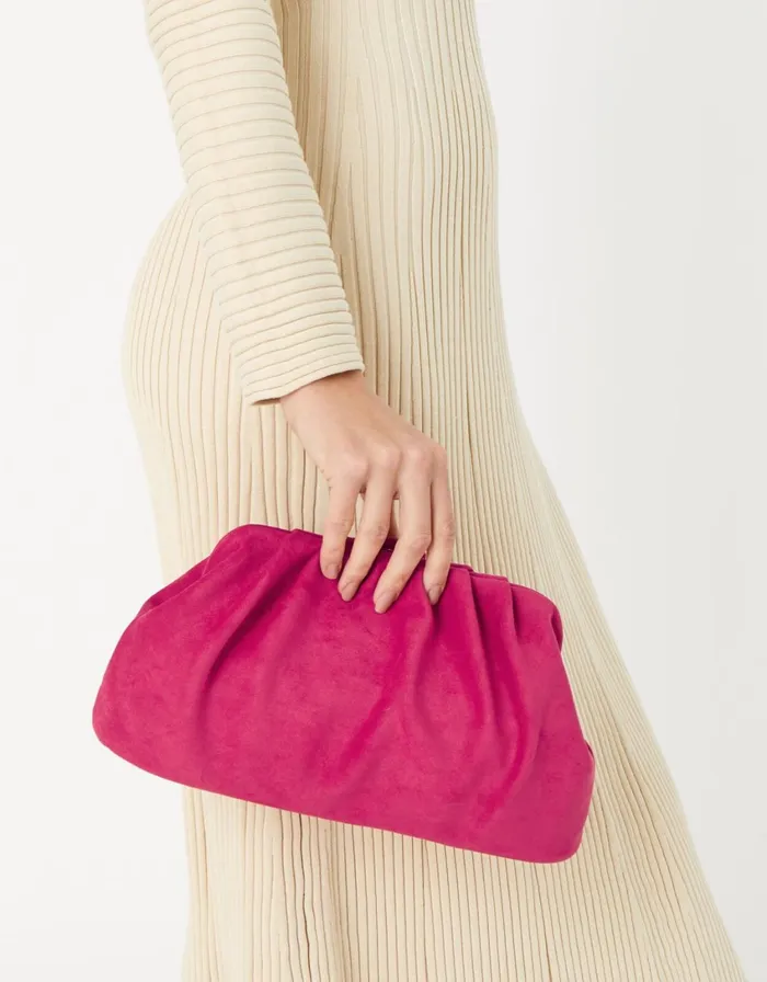 Accessorize Suedette Soft Pleat Clutch Women Clutch Bags