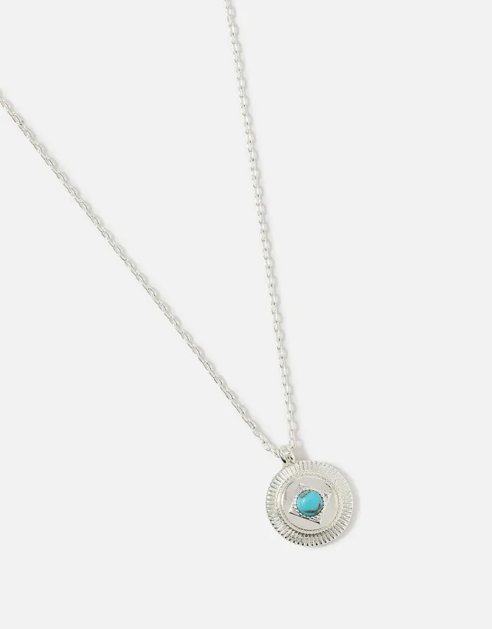 Accessorize Super Classics Turquoise Coin Pendant Women Necklaces