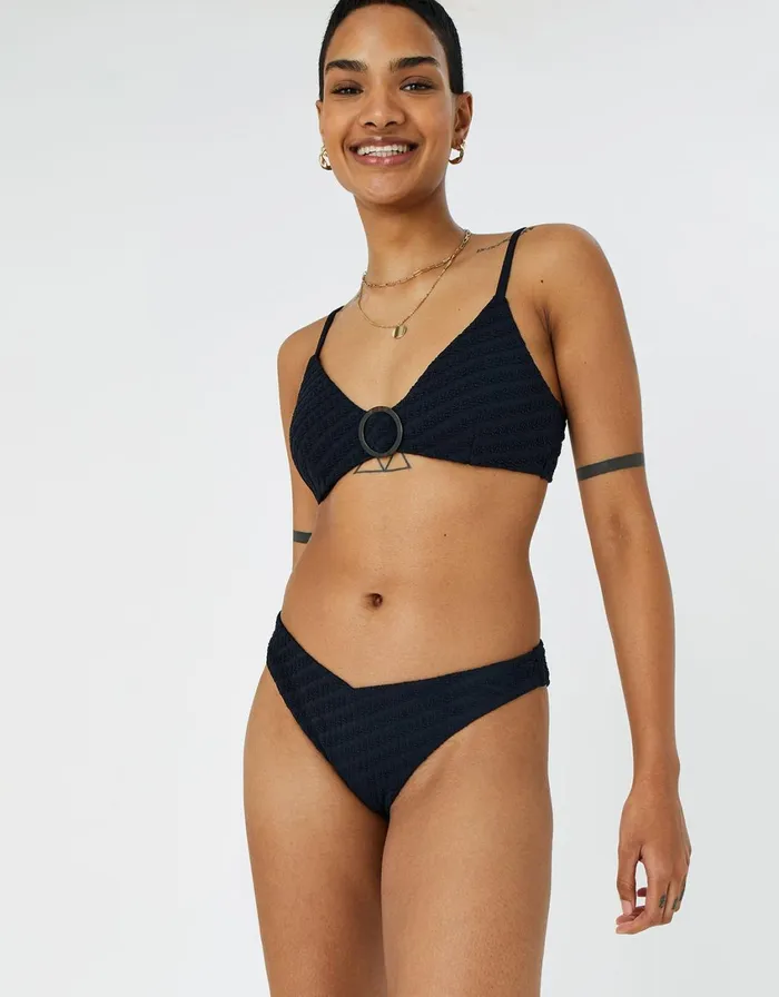 Accessorize Texture V Bikini Brief Black Black Women Bikinis
