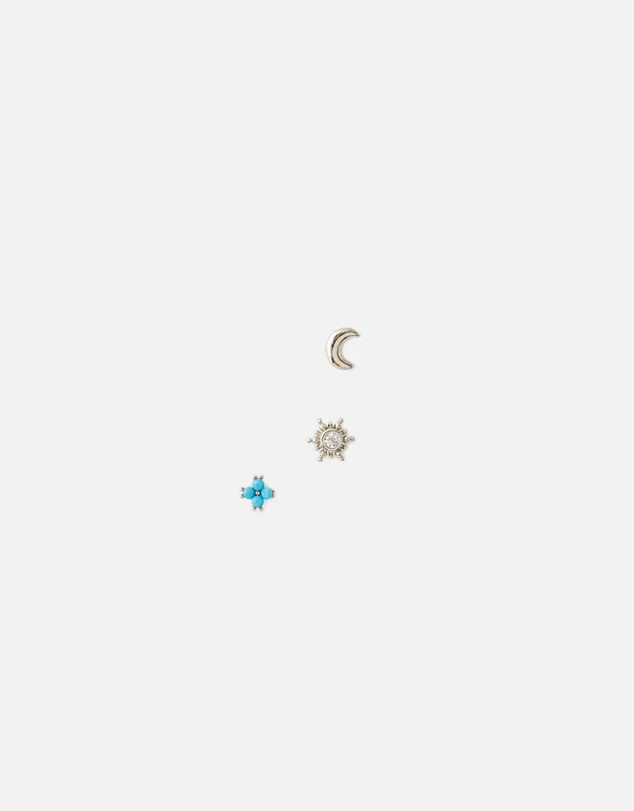 Accessorize Turquoise Moon And Sparkle FlatBack Studs Women Earrings