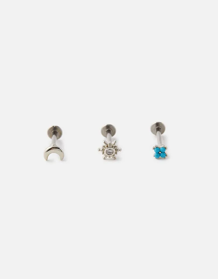 Accessorize Turquoise Moon And Sparkle FlatBack Studs Women Earrings