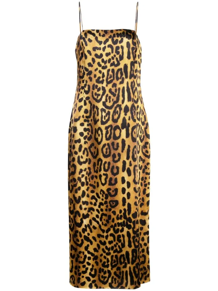 Adam Lippes Dresses and Jumpsuits Cami Dress In Printed Hammered Silk Jaguar 8211 Women