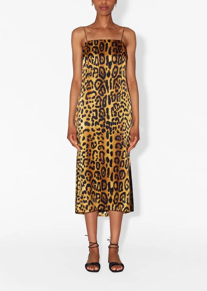 Adam Lippes Dresses and Jumpsuits Cami Dress In Printed Hammered Silk Jaguar 8211 Women