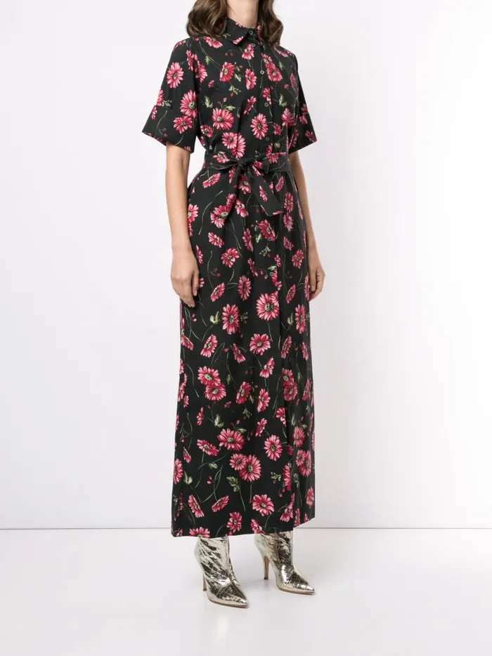 Adam Lippes Dresses and Jumpsuits Short Sleeve Shirt Dress In Printed Poplin Black Daisy 8211 Women
