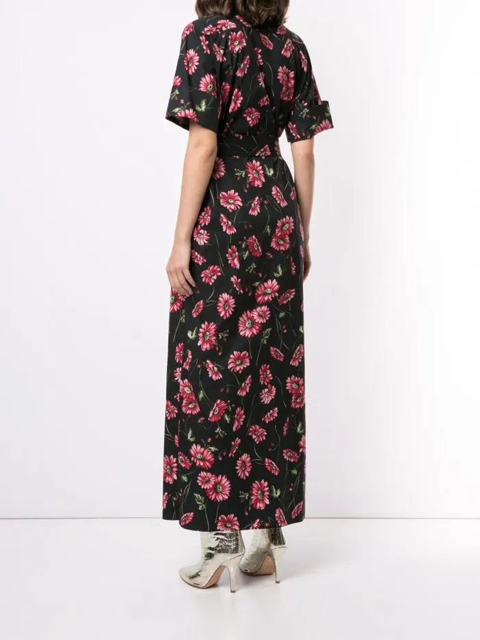 Adam Lippes Dresses and Jumpsuits Short Sleeve Shirt Dress In Printed Poplin Black Daisy 8211 Women