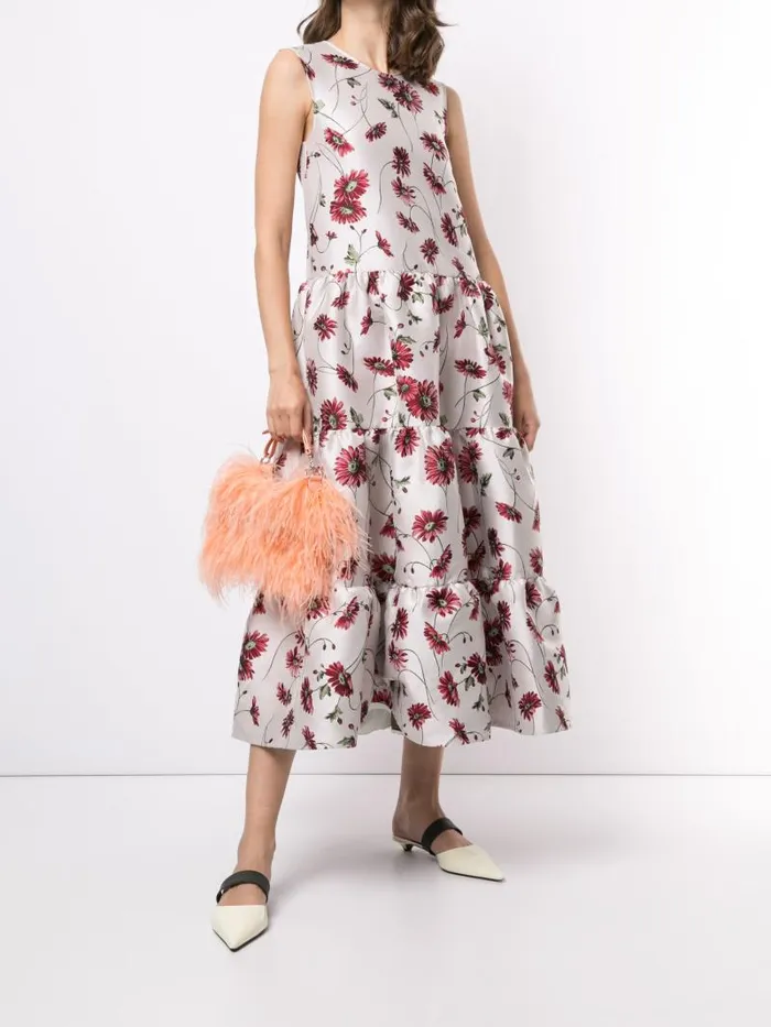Adam Lippes Dresses and Jumpsuits Sleeveless Tiered Maxi Dress In Jacquard White Daisy 8211 Women Adam Lippes Dresses and Jumpsuits Sleeveless Tiered Maxi Dress In Jacquard White Daisy 8211 Women