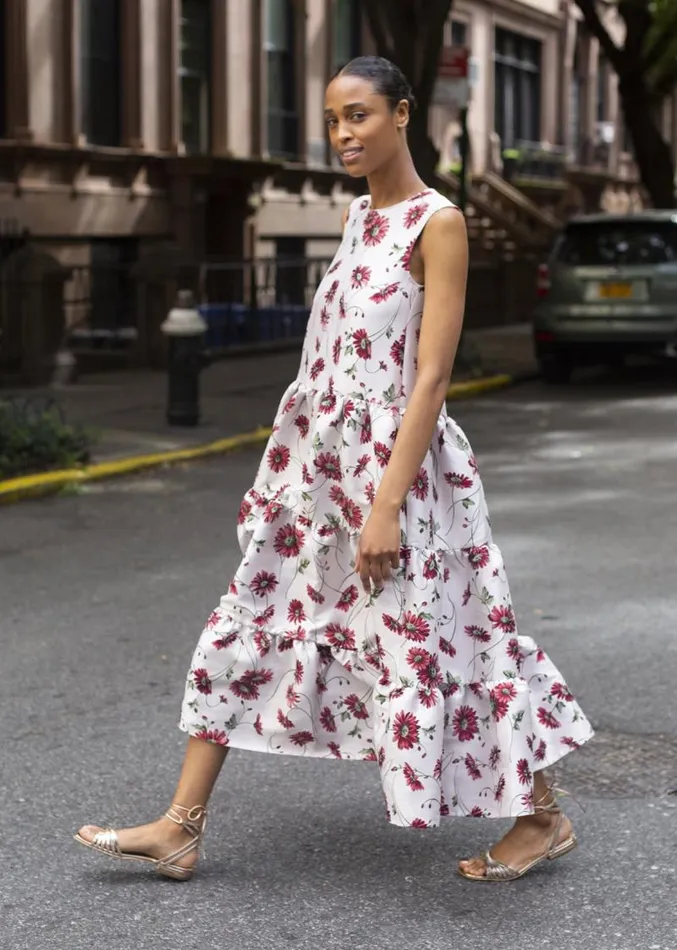 Adam Lippes Dresses and Jumpsuits Sleeveless Tiered Maxi Dress In Jacquard White Daisy 8211 Women