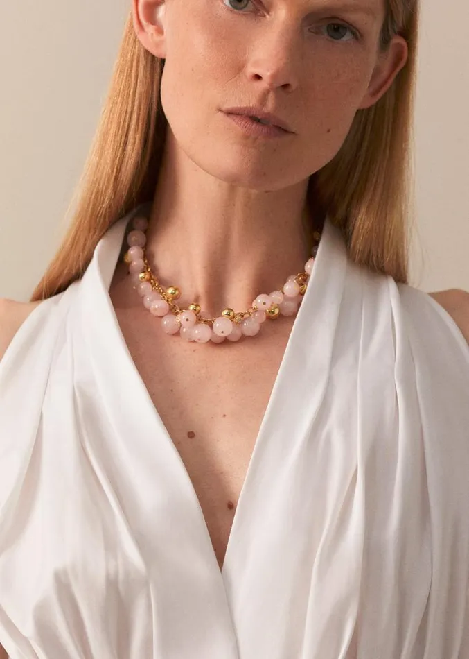Adam Lippes Necklaces Semi Precious Bead Cluster Necklace Rose Quartz 8211 Women