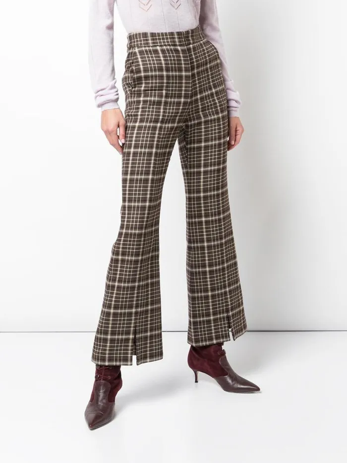 Adam Lippes Pants Bell Crop Pant In Double Face Wool Plaid 8211 Women
