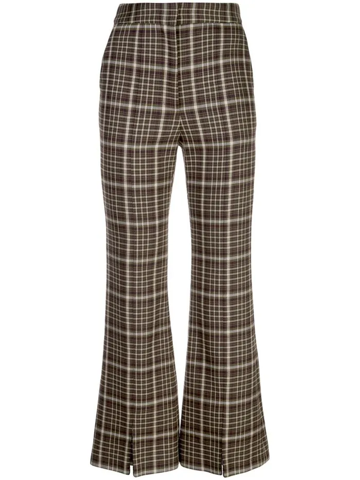 Adam Lippes Pants Bell Crop Pant In Double Face Wool Plaid 8211 Women