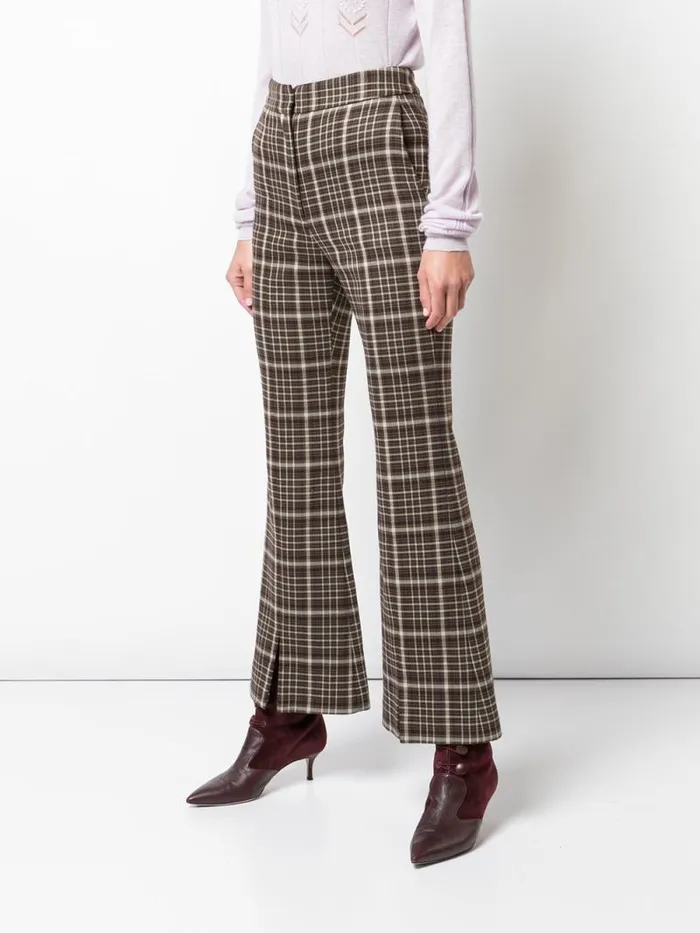 Adam Lippes Pants Bell Crop Pant In Double Face Wool Plaid 8211 Women