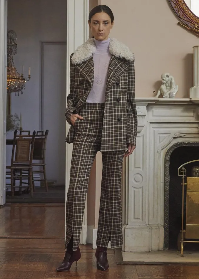 Adam Lippes Pants Bell Crop Pant In Double Face Wool Plaid 8211 Women