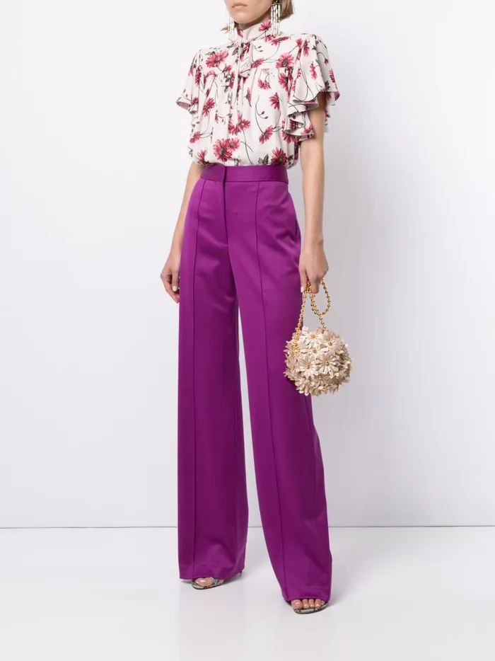 Adam Lippes Pants Pintuck WideLeg Trouser In Tropical Wool Violet 8211 Women