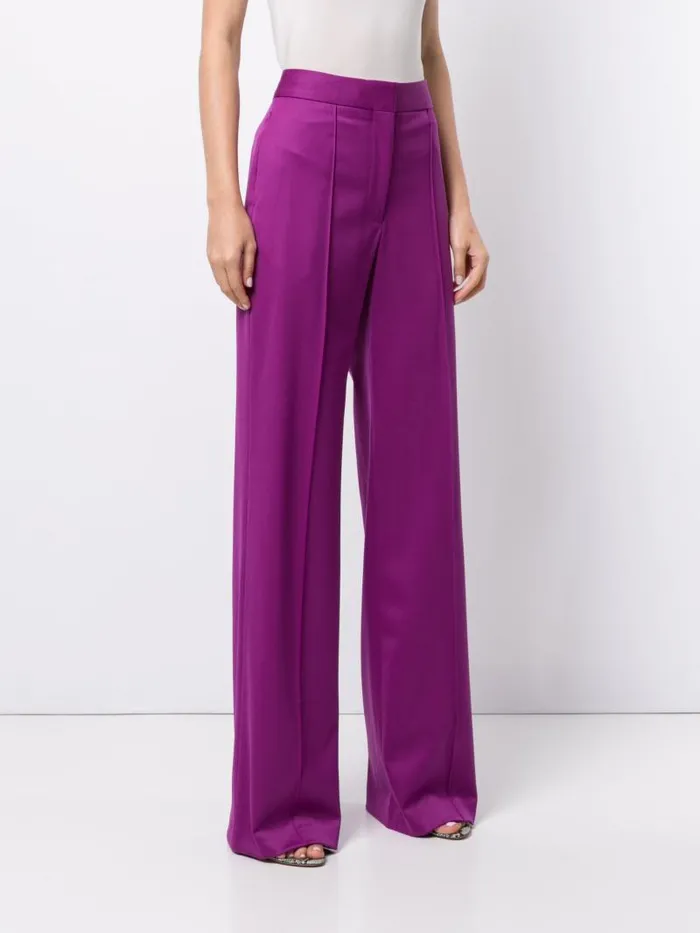 Adam Lippes Pants Pintuck WideLeg Trouser In Tropical Wool Violet 8211 Women