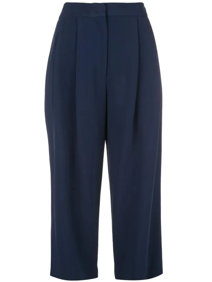 Adam Lippes Pants Pleat Front Culotte In Stretch Cady Navy 8211 Women