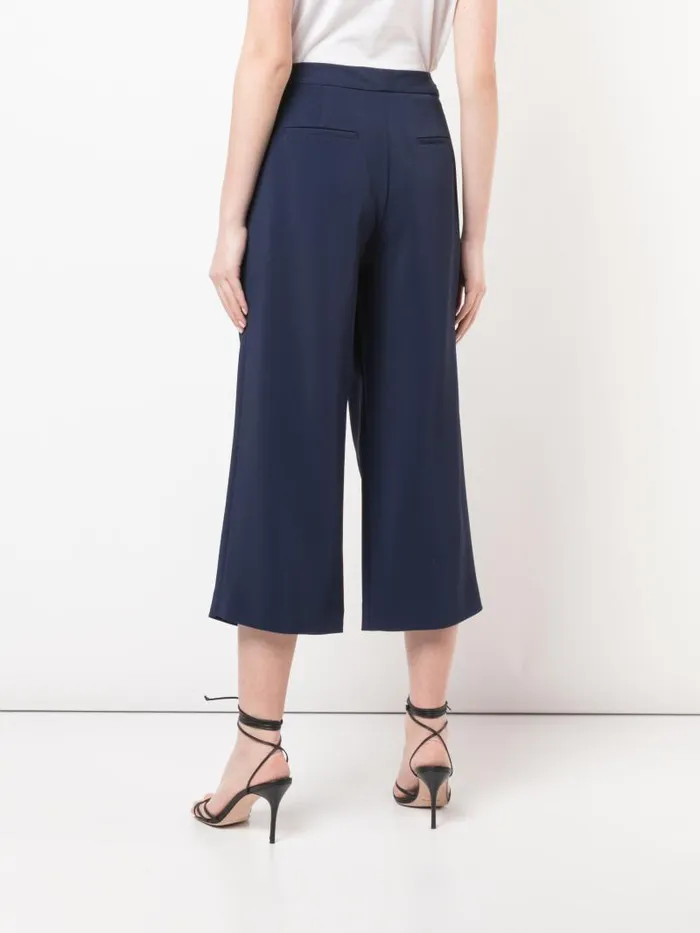Adam Lippes Pants Pleat Front Culotte In Stretch Cady Navy 8211 Women