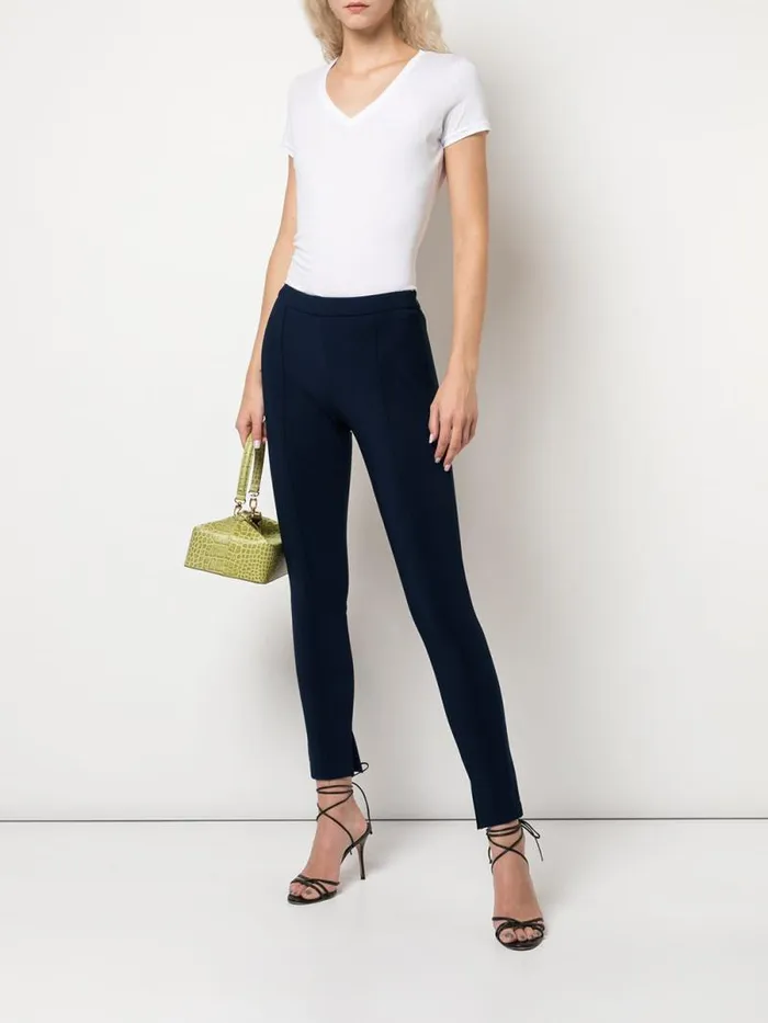 Adam Lippes Pants Skinny Pant With Pintuck In Bonded Neoprene Navy 8211 Women