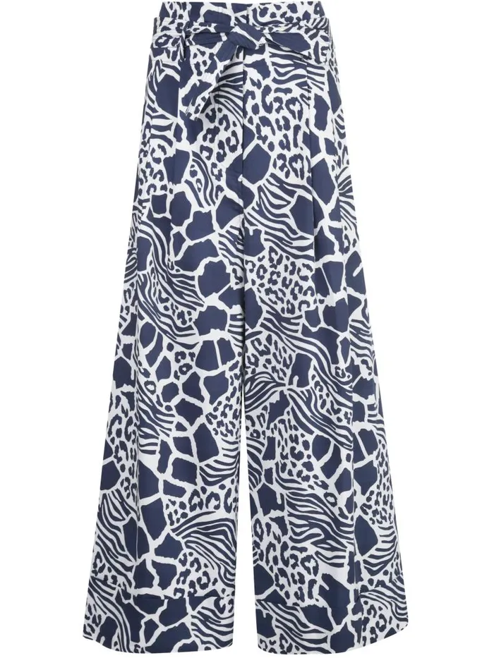 Adam Lippes Pants Tie Waist WideLeg Pant In Printed Poplin Navy Savannah 8211 Women
