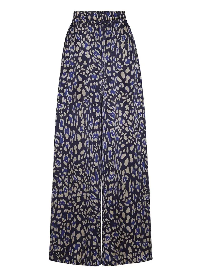 Adam Lippes Pants WideLeg Pant In Printed Charmeuse Blue Leopard 8211 Women