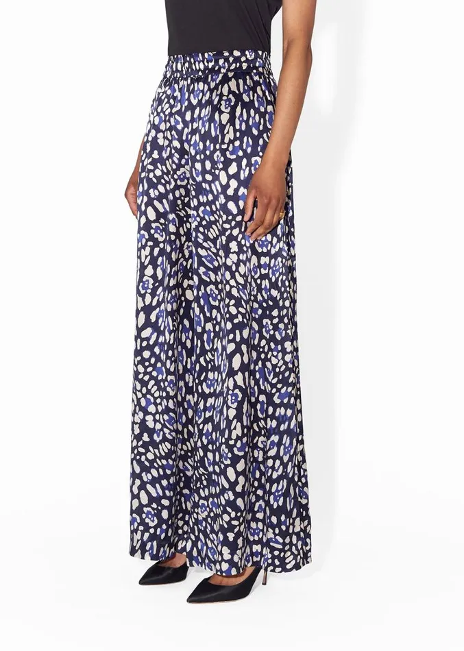Adam Lippes Pants WideLeg Pant In Printed Charmeuse Blue Leopard 8211 Women