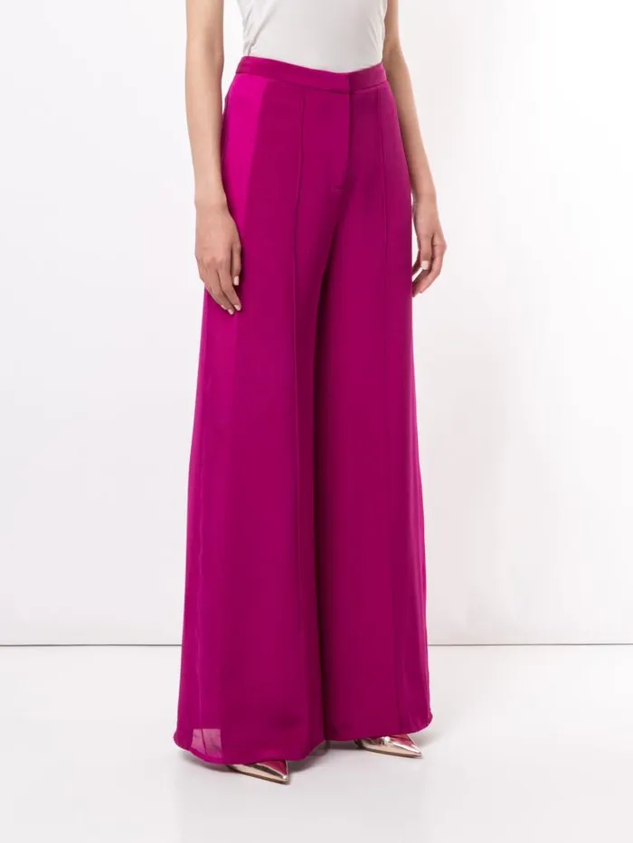 Adam Lippes Pants WideLeg Pant In Silk Crepe Orchid 8211 Women
