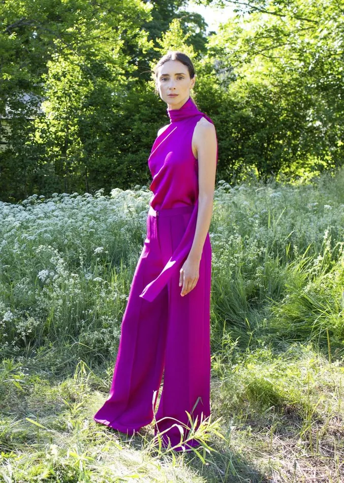 Adam Lippes Pants WideLeg Pant In Silk Crepe Orchid 8211 Women