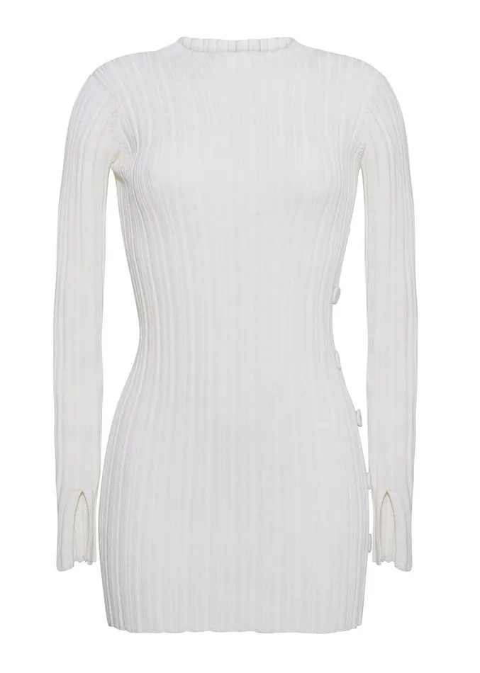 Adam Lippes Sweaters Tunic With Side Buttons In Cotton Crepe Ivory 8211 Women