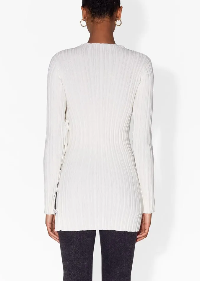 Adam Lippes Sweaters Tunic With Side Buttons In Cotton Crepe Ivory 8211 Women