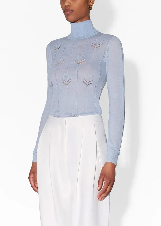 Adam Lippes Sweaters Turtleneck In Lightweight Cashmere Light Blue 8211 Women