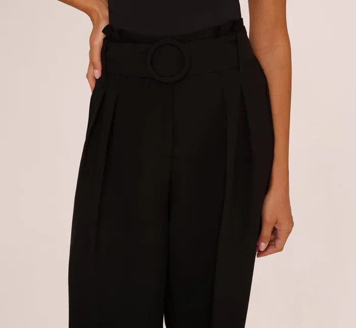 Adrianna Papell Coord Sets Belted Wide Leg Pants With Pockets In Black 8211 Women