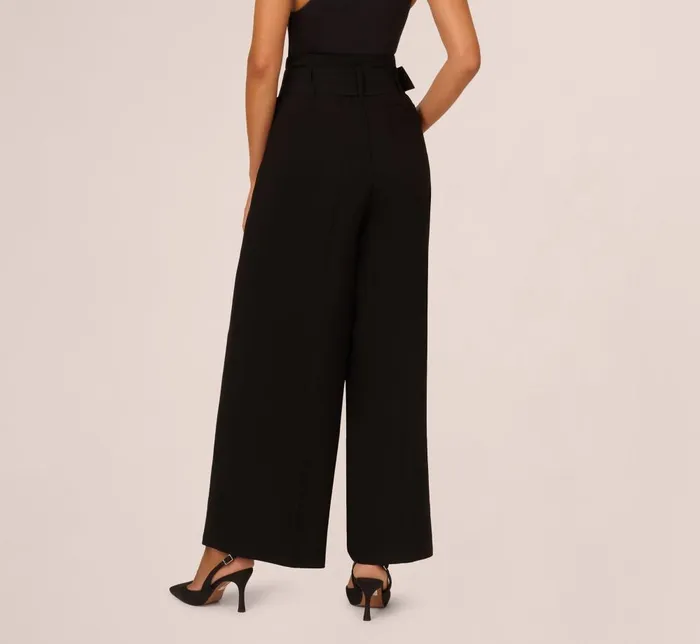 Adrianna Papell Coord Sets Belted Wide Leg Pants With Pockets In Black 8211 Women