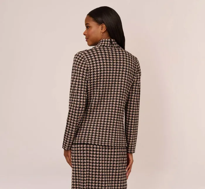 Adrianna Papell Coord Sets Houndstooth Blazer With Shawl Collar In Dusty Camel Soft Houndstooth 8211 Women