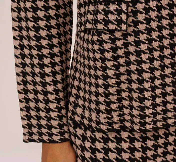 Adrianna Papell Coord Sets Houndstooth Blazer With Shawl Collar In Dusty Camel Soft Houndstooth 8211 Women