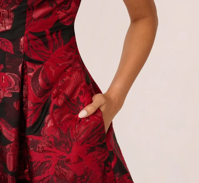 Adrianna Papell Day Dresses Bow Jacquard Short Dress In Black Red 8211 Women