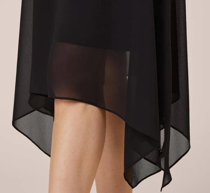 Adrianna Papell Day Dresses Chiffon Blouson Midi Dress With Flutter Sleeves In Black 8211 Women