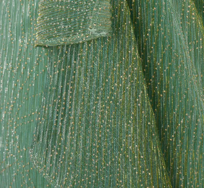 Adrianna Papell Day Dresses Crinkle Metallic Faux Wrap Dress With Draped Detail In Green Slate 8211 Women