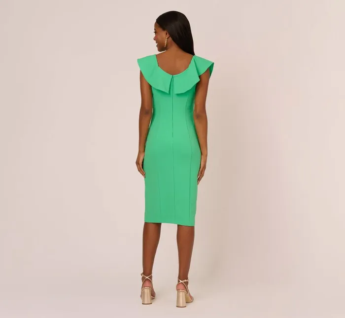Adrianna Papell Day Dresses Off The Shoulder Midi Dress With Ruffle Details In Flora Green 8211 Women