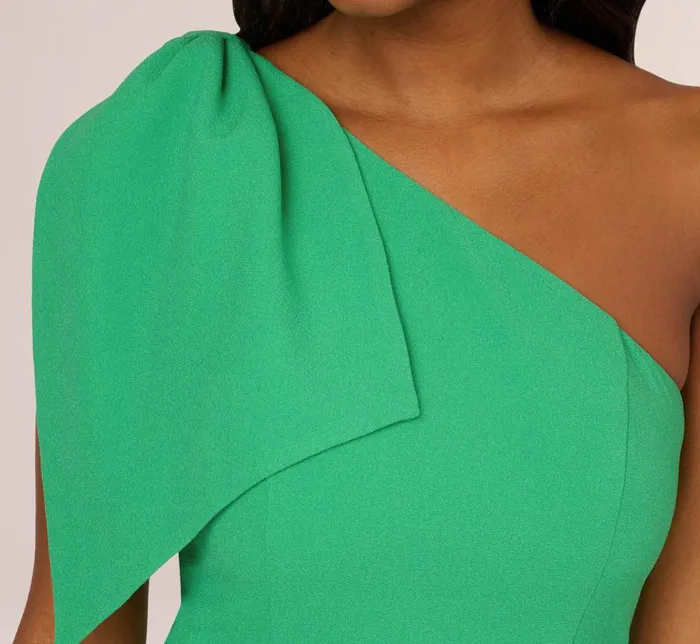 Adrianna Papell Day Dresses One Shoulder Midi Dress With Bow Accent In Summer Green 8211 Women