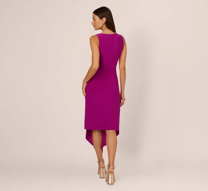 Adrianna Papell Day Dresses Sleeveless Shirred Jersey Midi Dress With Asymmetrical Hem In Wild Magenta 8211 Women