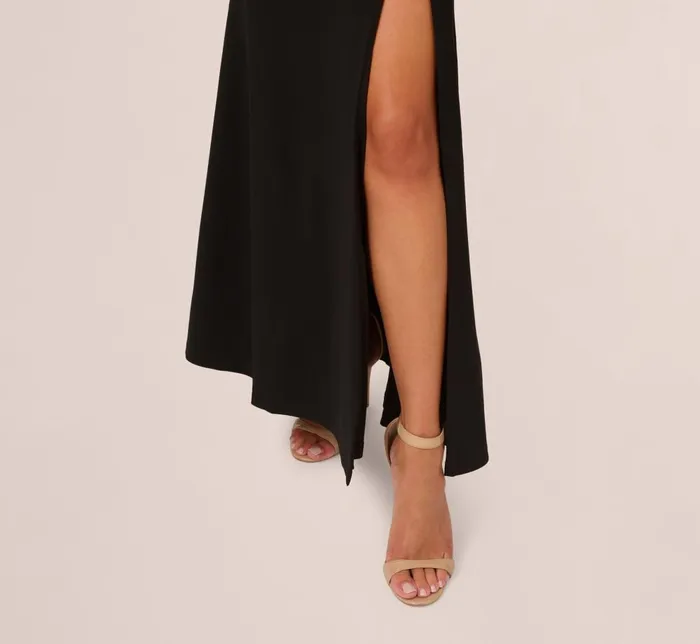 Adrianna Papell Formal Dresses Beaded Crepe Long Dress In Black 8211 Women