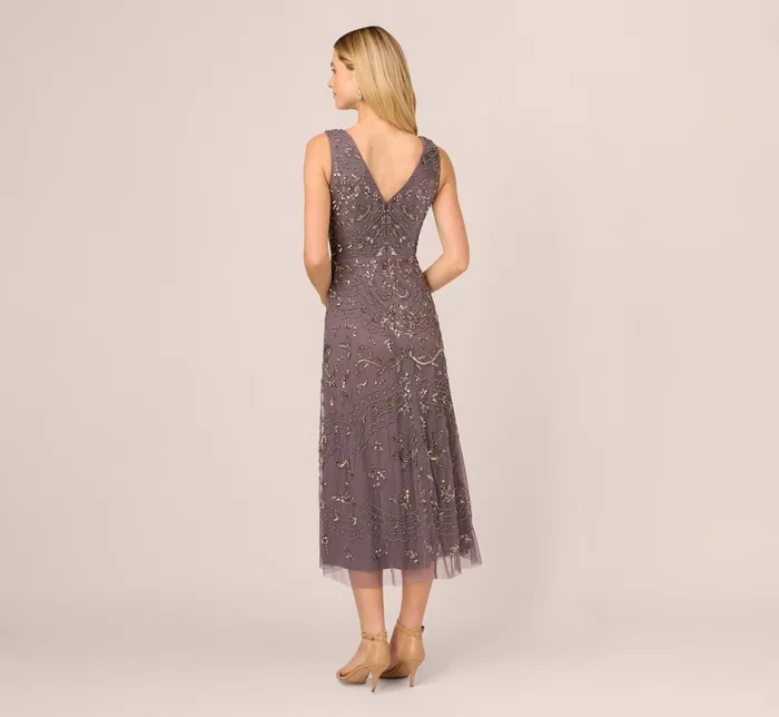 Adrianna Papell Formal Dresses HandBeaded AnkleLength Dress In Moonscape 8211 Women