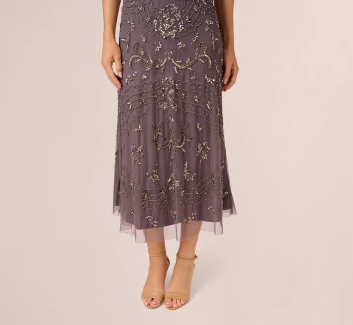 Adrianna Papell Formal Dresses HandBeaded AnkleLength Dress In Moonscape 8211 Women