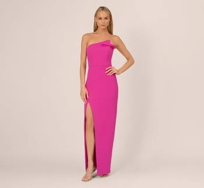Adrianna Papell Formal Dresses Knit Crepe Strapless Gown With Asymmetrical Neckline In Electric Passion 8211 Women Adrianna Papell Formal Dresses Knit Crepe Strapless Gown With Asymmetrical Neckline In Electric Passion 8211 Women