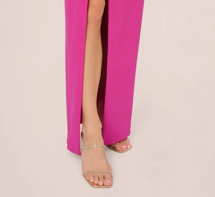 Adrianna Papell Formal Dresses Knit Crepe Strapless Gown With Asymmetrical Neckline In Electric Passion 8211 Women