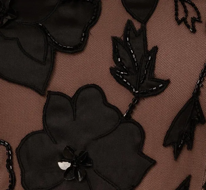 Adrianna Papell Formal Dresses Off The Shoulder Beaded Column Gown With Rosette Accents In Black Rosegold 8211 Women