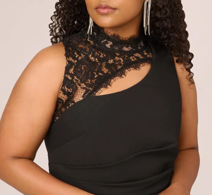 Adrianna Papell Formal Dresses Plus Size Sleeveless Wide Leg Jumpsuit With Lace Neckline In Black 8211 Women