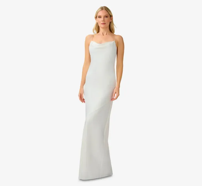 Adrianna Papell Formal Dresses Satin Cowl Slip Gown In Ivory 8211 Women