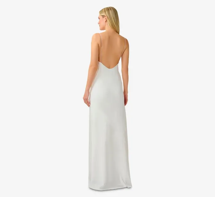 Adrianna Papell Formal Dresses Satin Cowl Slip Gown In Ivory 8211 Women