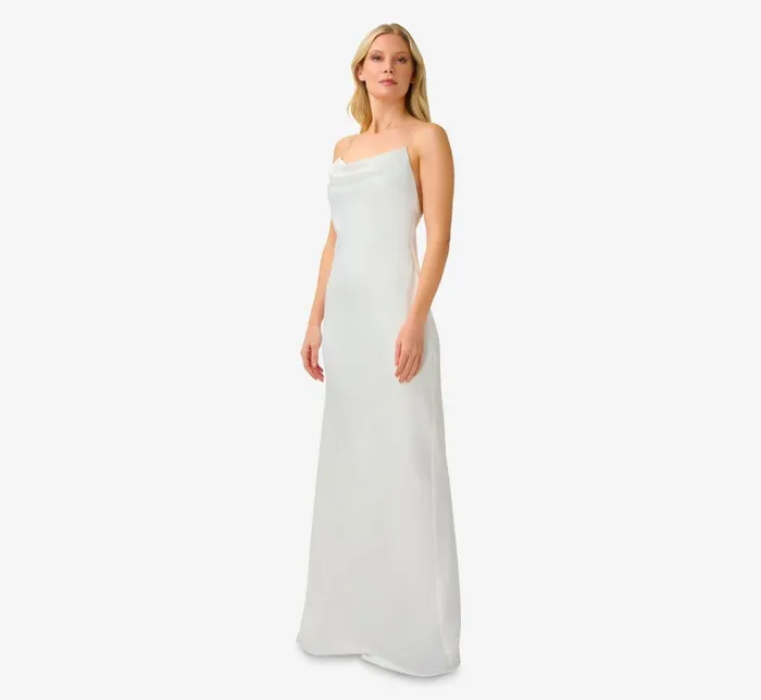 Adrianna Papell Formal Dresses Satin Cowl Slip Gown In Ivory 8211 Women