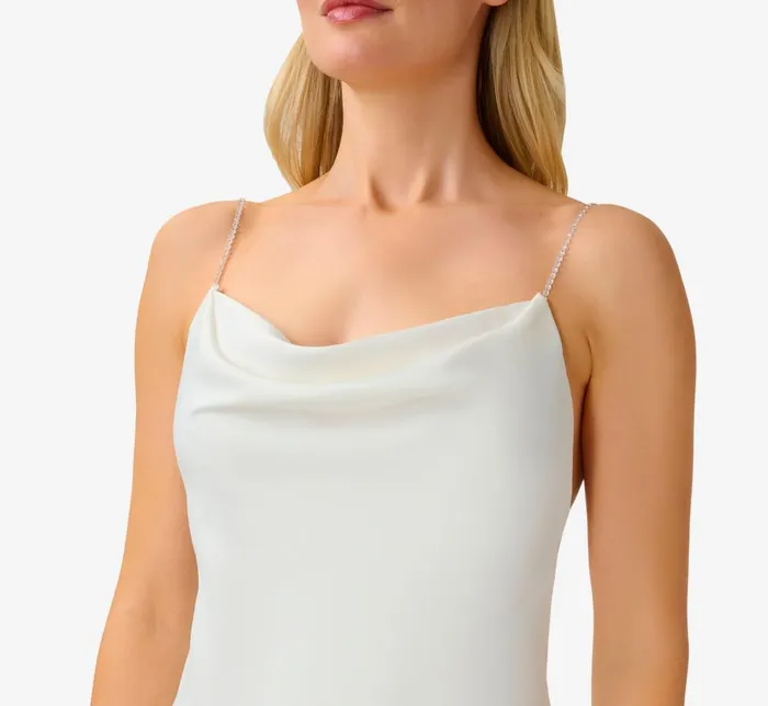 Adrianna Papell Formal Dresses Satin Cowl Slip Gown In Ivory 8211 Women